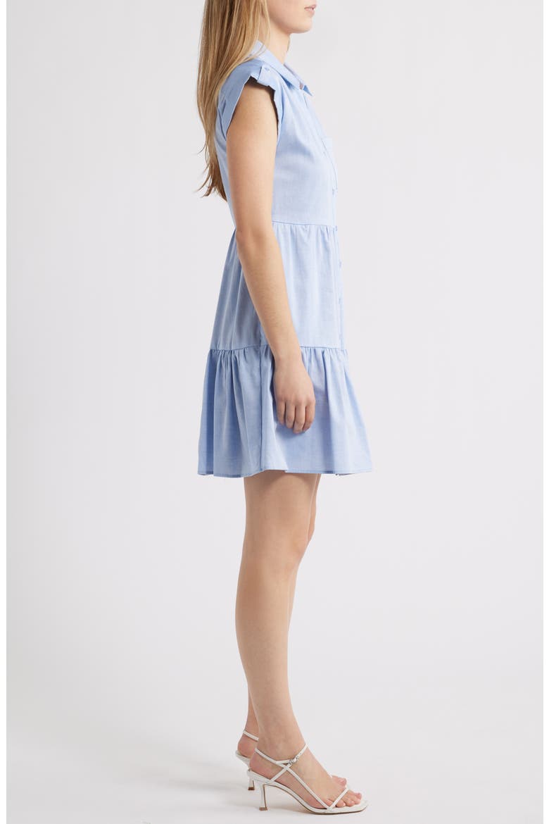 Tiered Cotton Shirtdress, Alternate, color, CHAMBRAY B