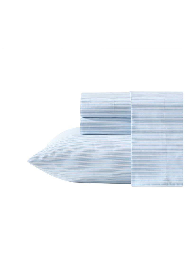 Bedford Stripe 200 Thread Count Cotton Sheet Set, Main, color, LIGHT BLUE
