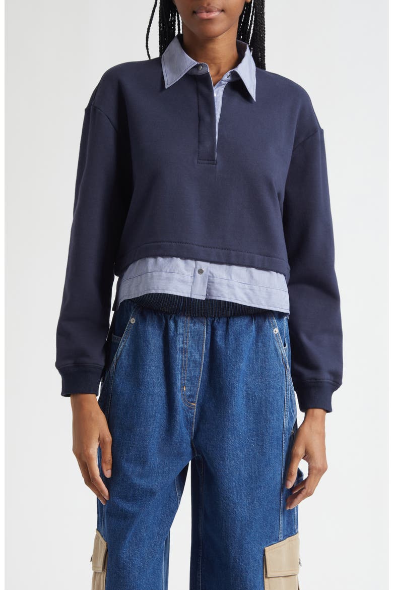 Mixed Media Cotton Crop Sweatshirt, Main, color, MIDNIGHT- MIDNIGHT MULTI