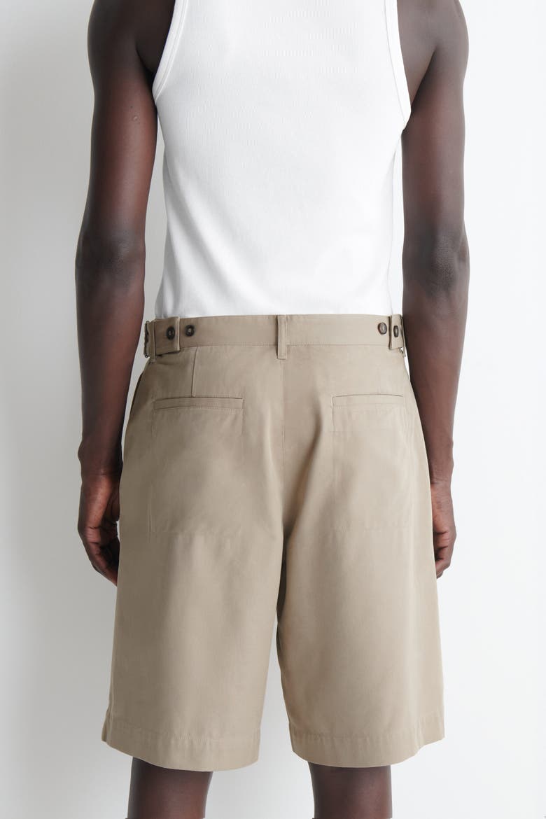 Belt-detail Tailored Cotton Chino Shorts, Alternate, color, BEIGE
