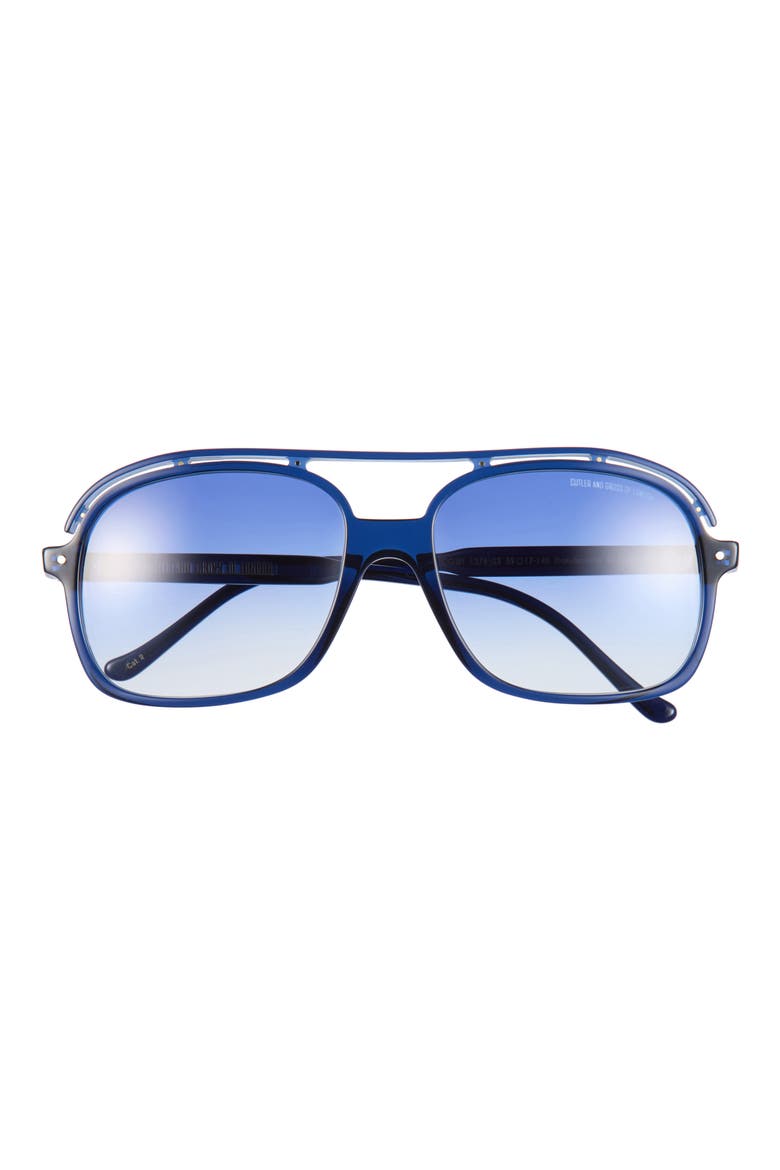 1376 59mm Gradient Aviator Sunglasses, Main, color, CLASSIC NAVY BLUE