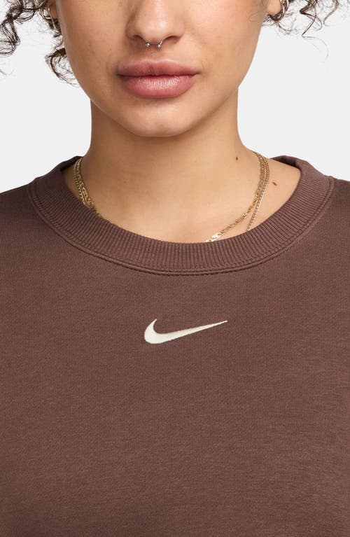 Nike Phoenix Fleece Oversize Crewneck Sweatshirt In Brown