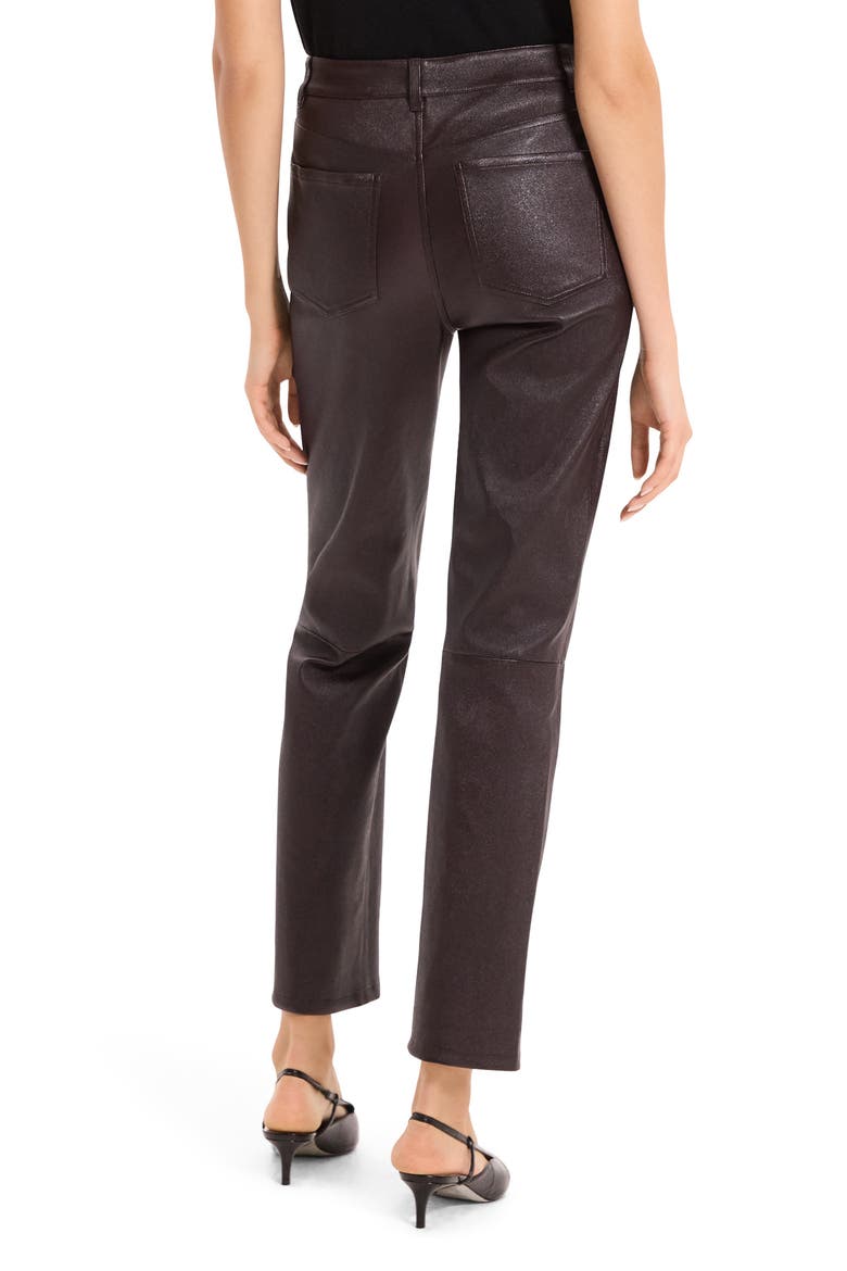 Glossed Leather Straight Leg Pants, Alternate, color, PLUM BROWN
