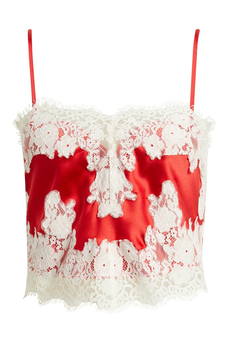 Eyelash Lace Satin Camisole, Alternate, color, POPPY RED