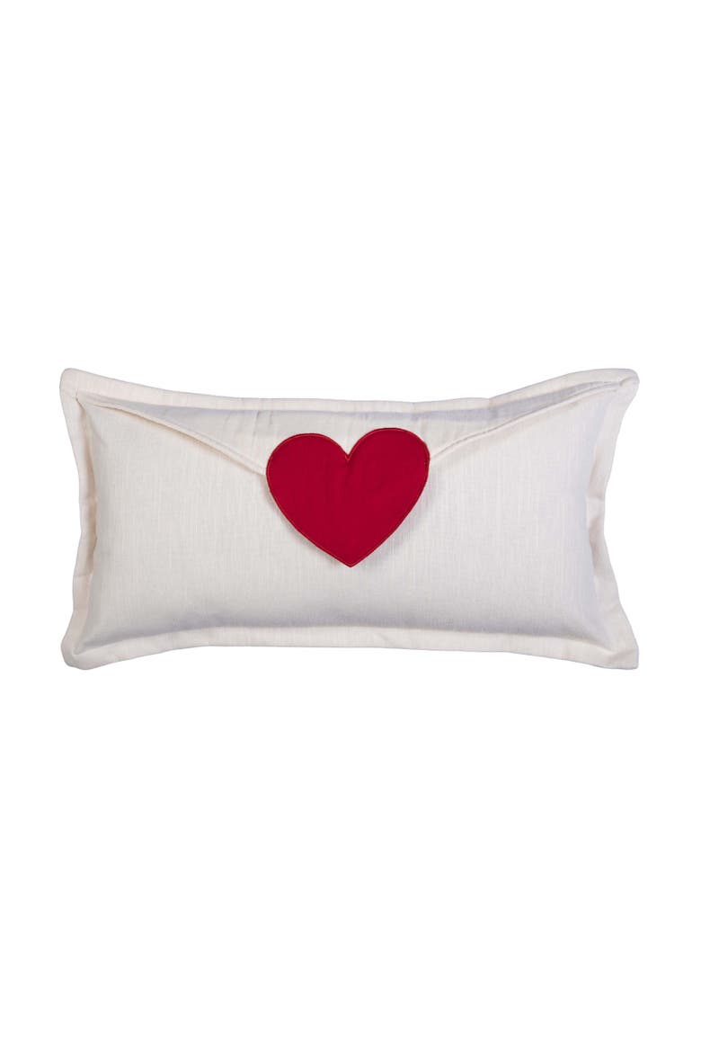 Love Letter Heart Valentine's Day Cotton Blend Mini Accent Pillow 12" x 24", Main, color, Red