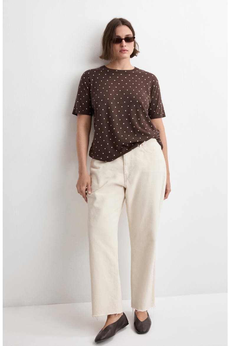 Polka Dot Short Sleeve Sweater, Alternate, color, CHOCOLATE