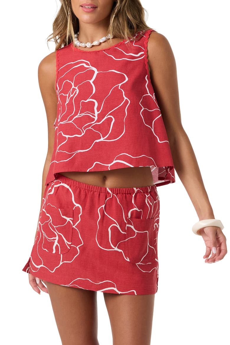 Athena Floral Top, Main, color, LIFEGUARD RED