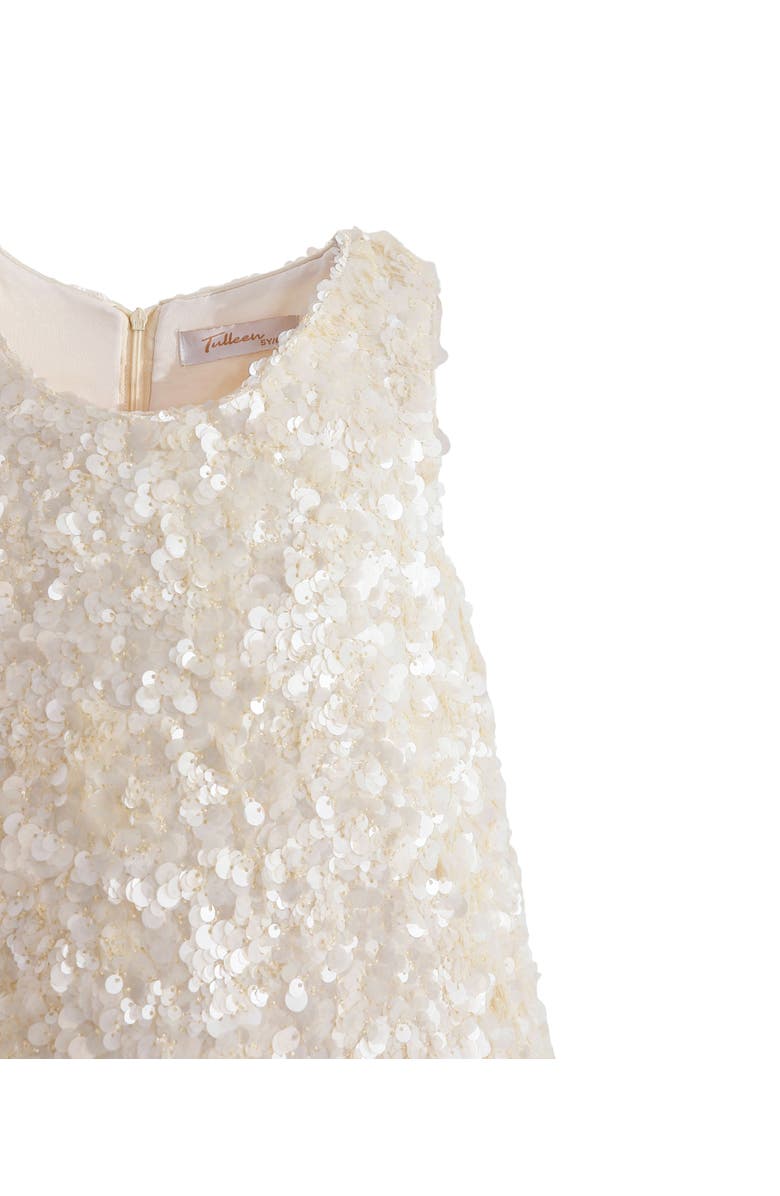 Tulleen Sequin Feather Dress, Alternate, color, Ivory