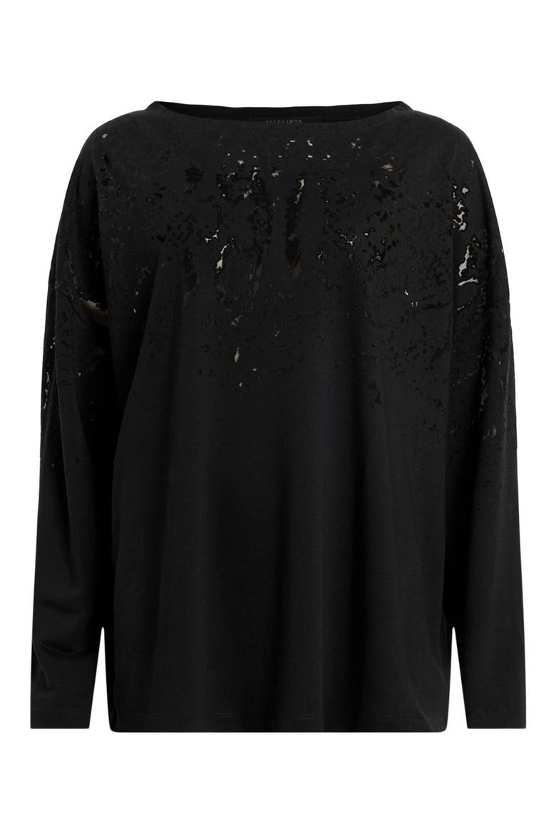 Rita Lace Inset Long Sleeve T-Shirt, Alternate, color, BLACK