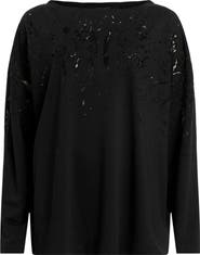 AllSaints Rita Lace Inset Long Sleeve T-Shirt