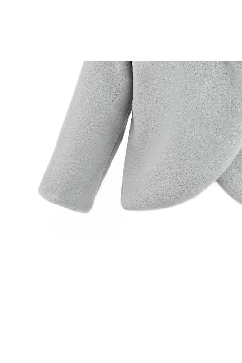 Bow Collar Plush Coat, Alternate, color, Grey