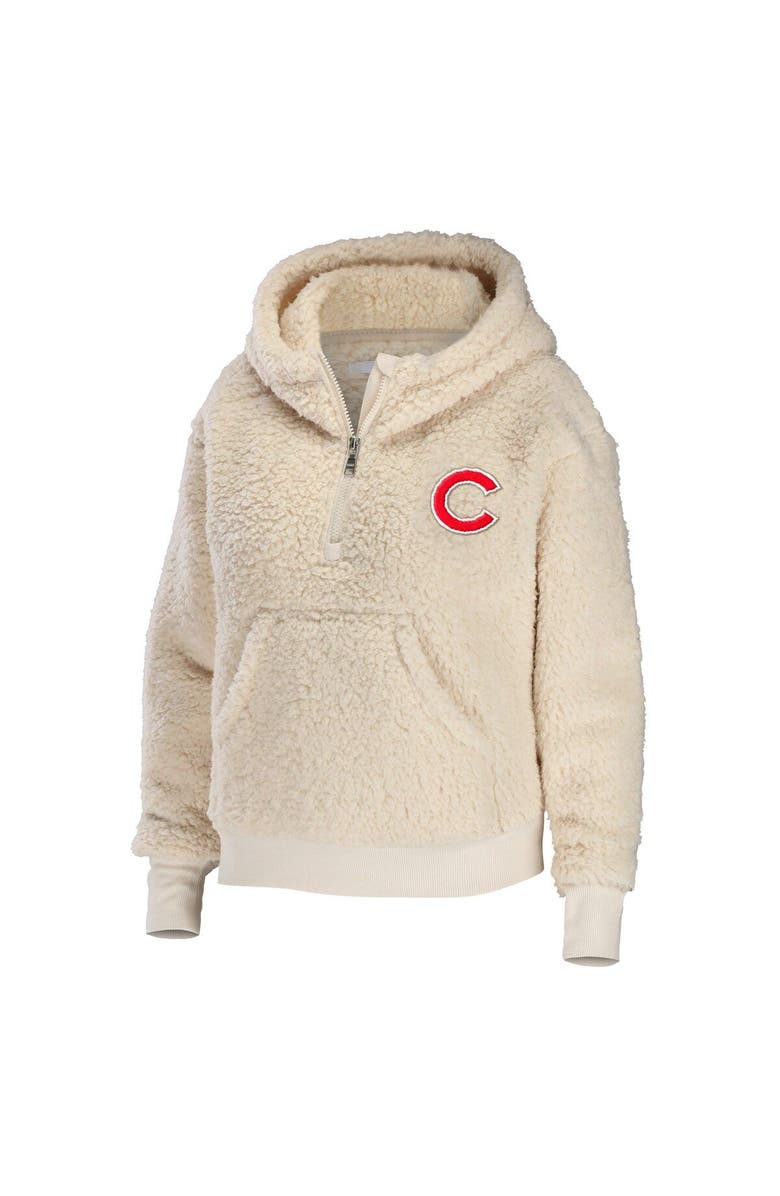 WEAR by Erin Andrews Women's WEAR by Erin Andrews Cream Chicago Cubs Plus Size Sherpa Quarter-Zip Hoodie, Alternate, color, 