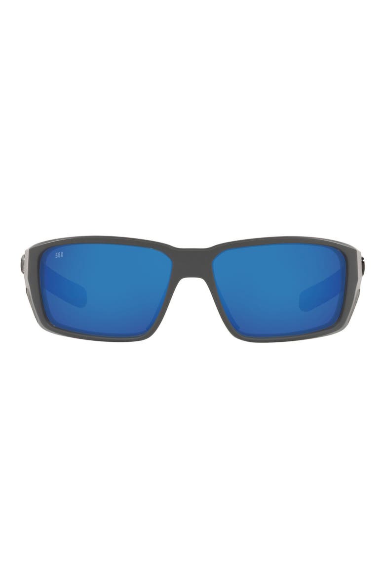 60mm Polarized Rectangular Sunglasses, Main, color, GREY BLUE