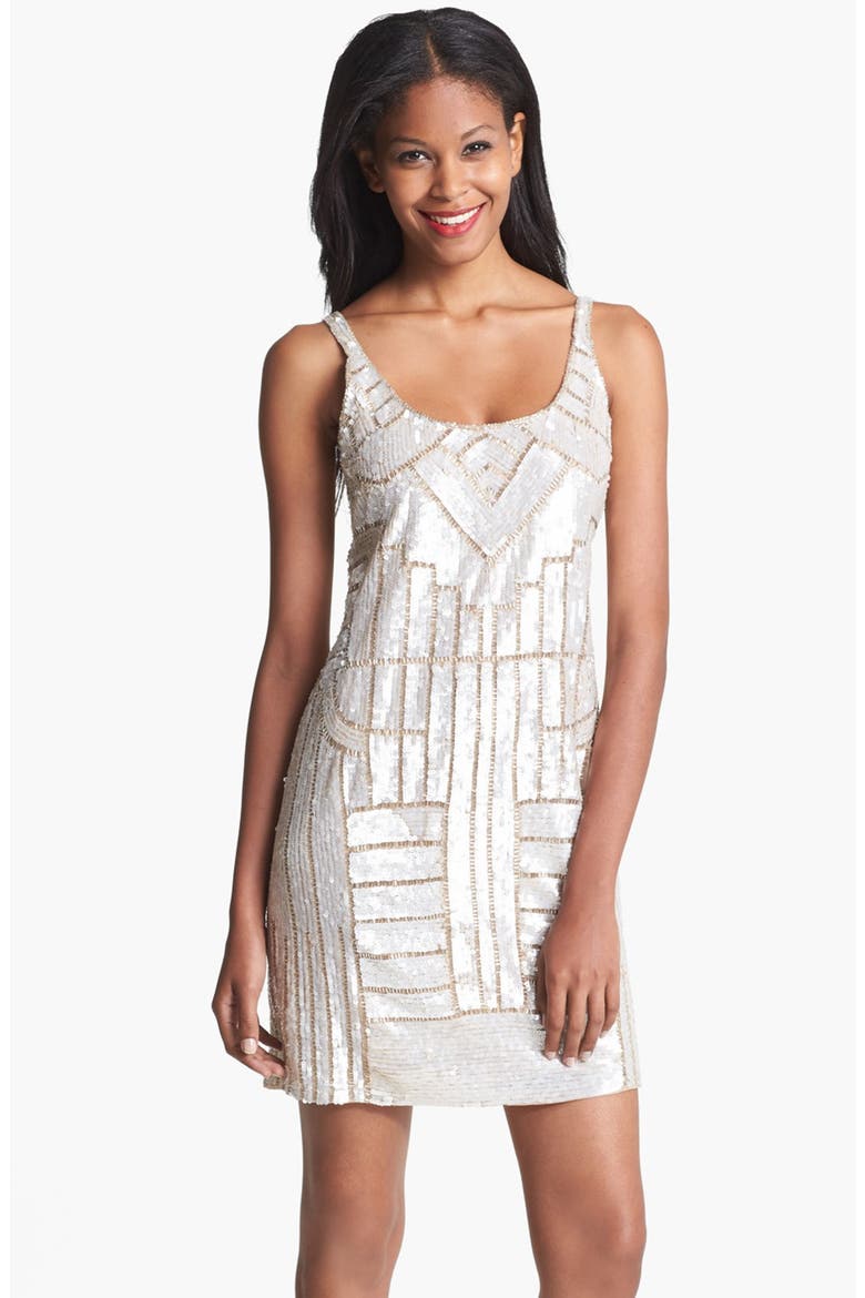 Beaded Tank Dress, Main, color, CHAMPAGNE
