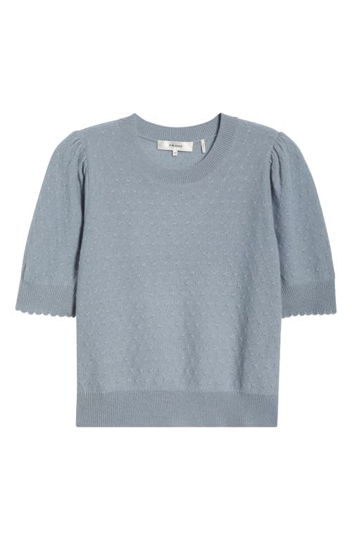 Frame Puff Sleeve Pointelle Cashmere Sweater In Gray