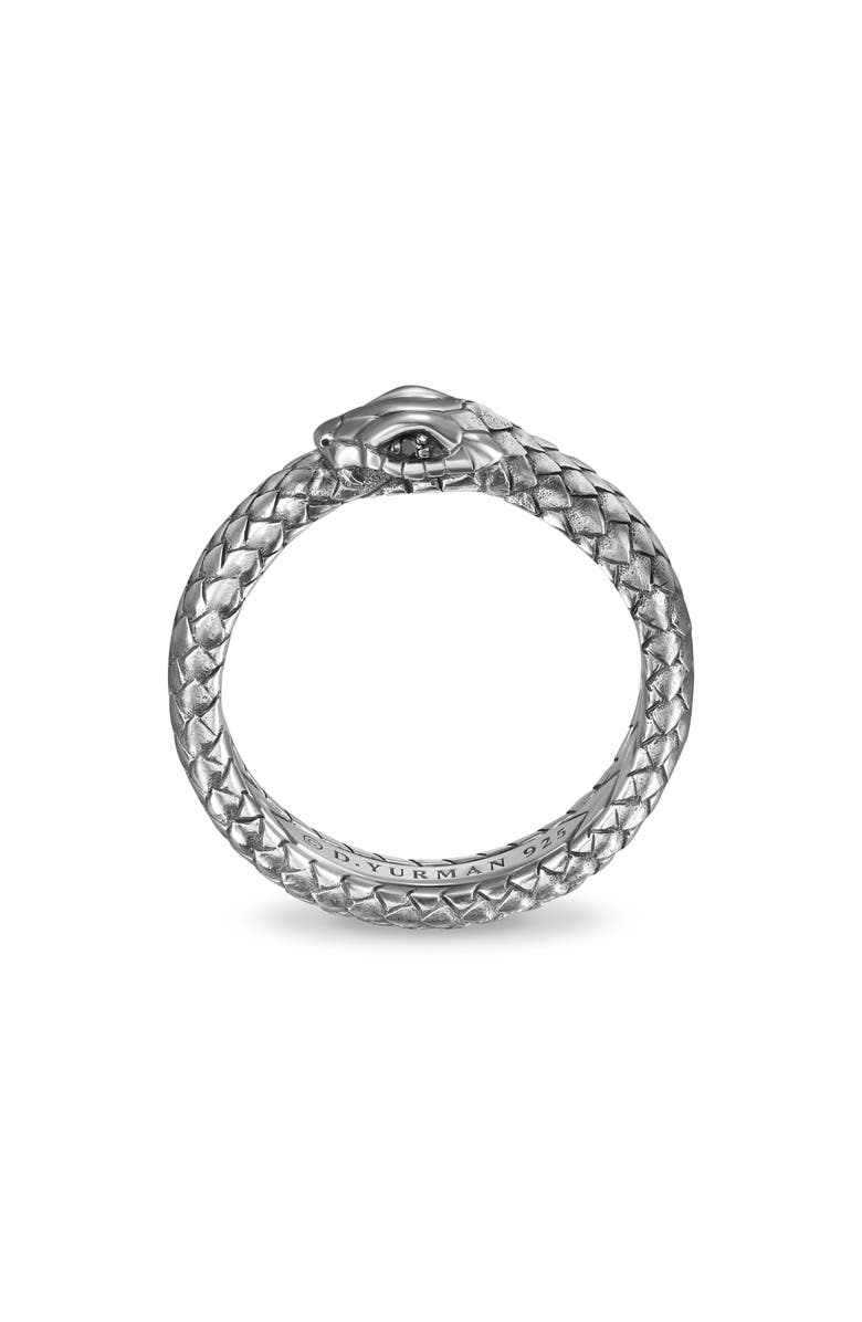 David Yurman Ouroboros Band Ring in Sterling Silver with Black Diamonds, Alternate, color,