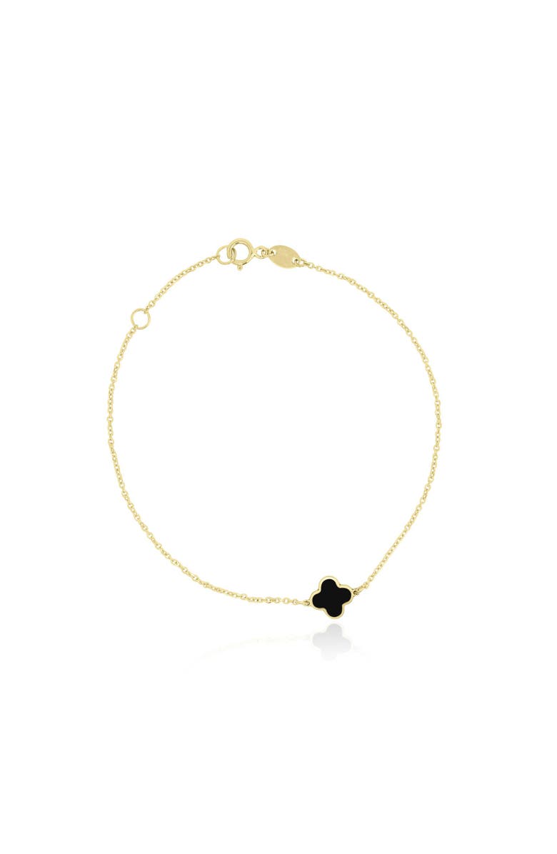 The Lovery Fine Jewelry Mini Onyx Single Clover Bracelet, Main, color, Onyx