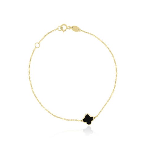 Mini Onyx Single Clover Bracelet