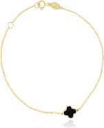The Lovery Fine Jewelry Mini Onyx Single Clover Bracelet