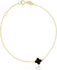 The Lovery Fine Jewelry Mini Onyx Single Clover Bracelet