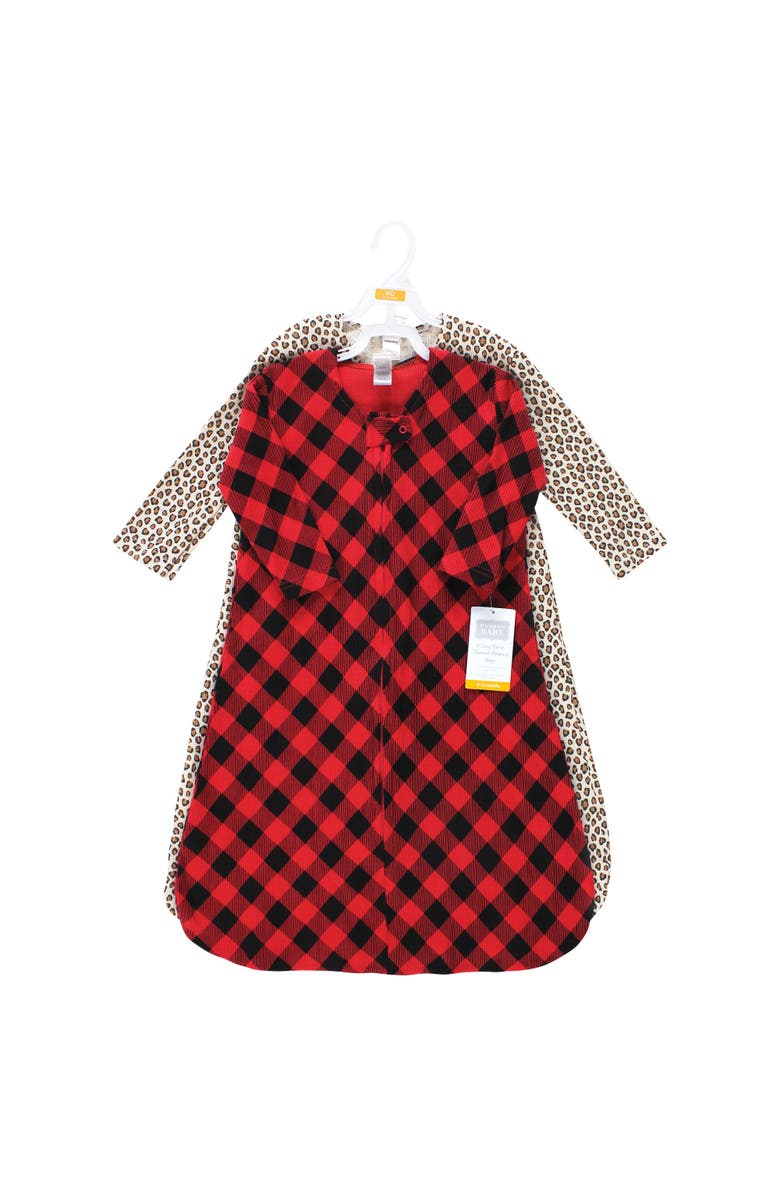Hudson Baby Thermal Long Sleeve Sleeping Bag 2pk, Alternate, color, Buffalo Plaid Leopard