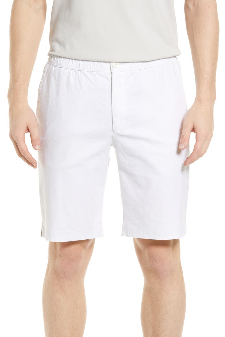 Linen in Paradise Flat Front Shorts, Main, color, WHITE