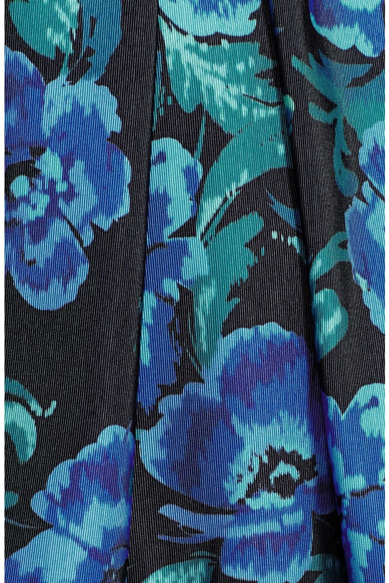 Cutout Floral Print Fit & Flare Dress, Alternate, color, BLUE