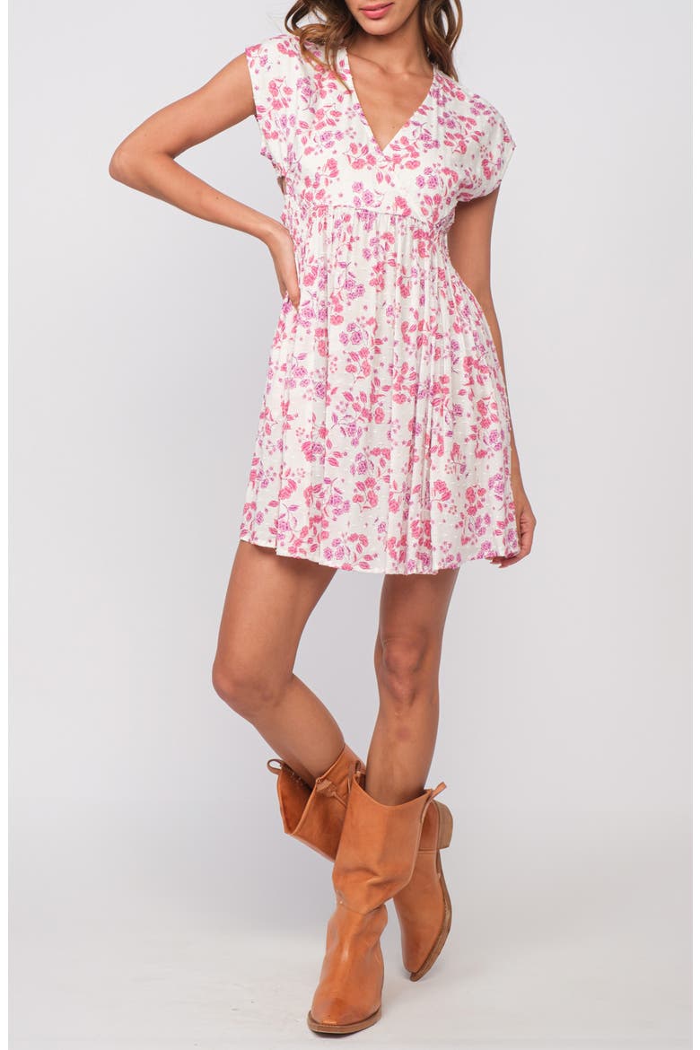 Clip Dot Cutout Minidress, Main, color, PINK