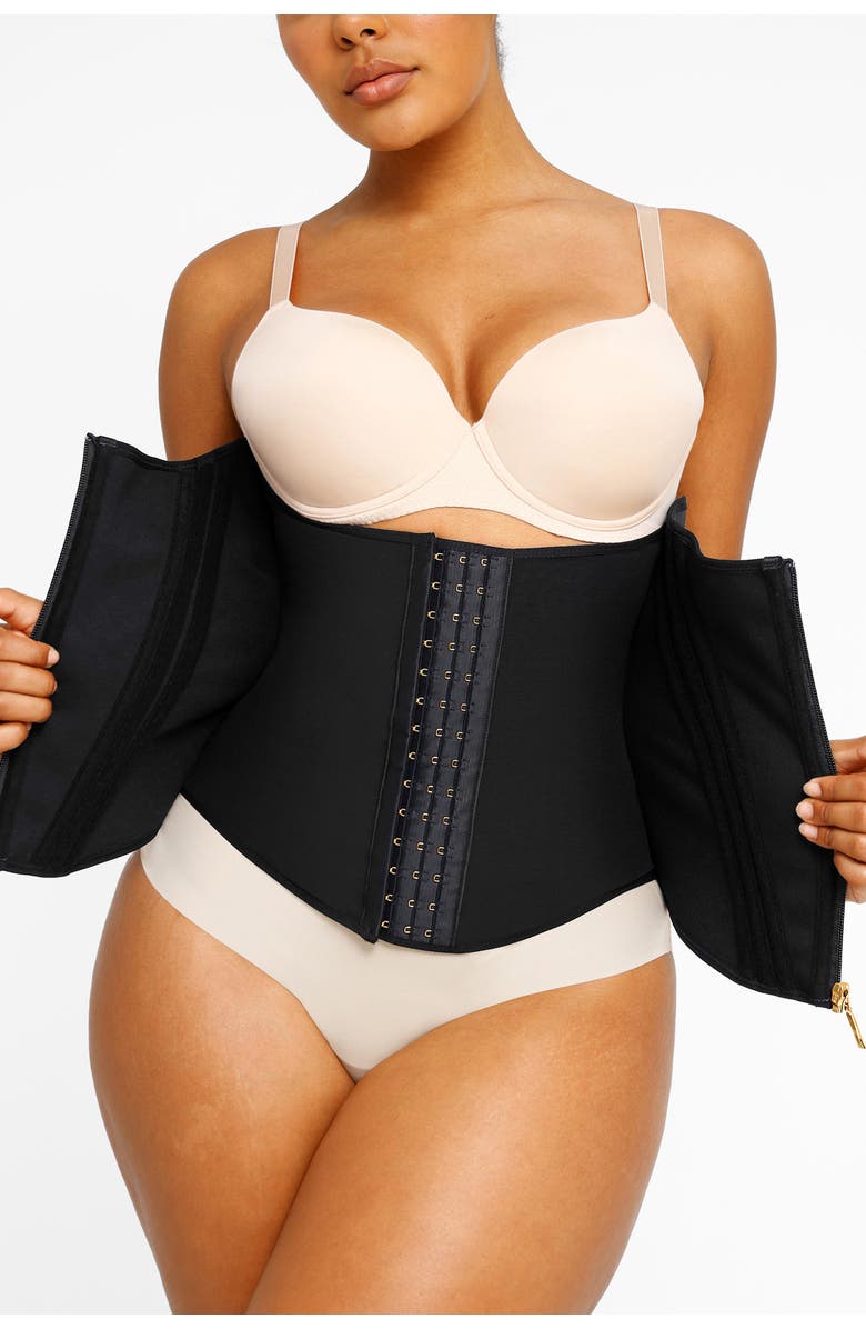 Shapellx Core Control Latex Waist Trainer, Alternate, color, Jet Black