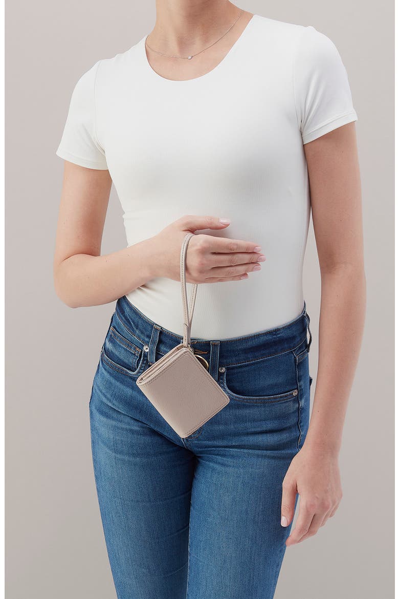 Coin Leather Wristlet Wallet, Alternate, color, STONE GLOSS