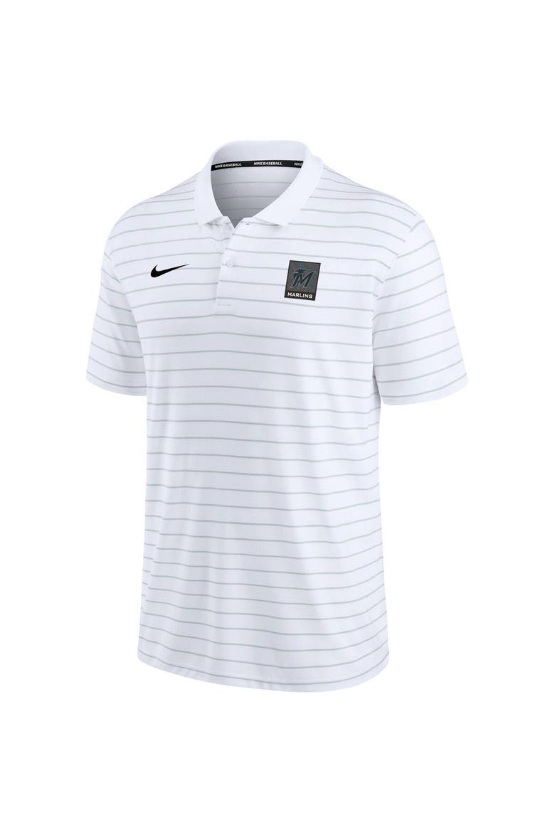 Men's Nike White Miami Marlins Authentic Collection Striped Performance Pique Polo, Alternate, color, White
