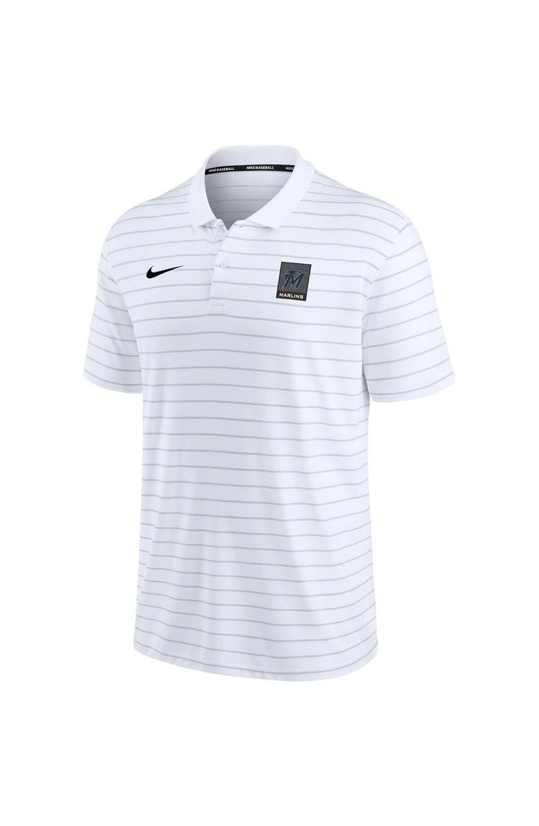 Nike Men's Nike White Miami Marlins Authentic Collection Striped Performance Pique Polo, Alternate, color, White