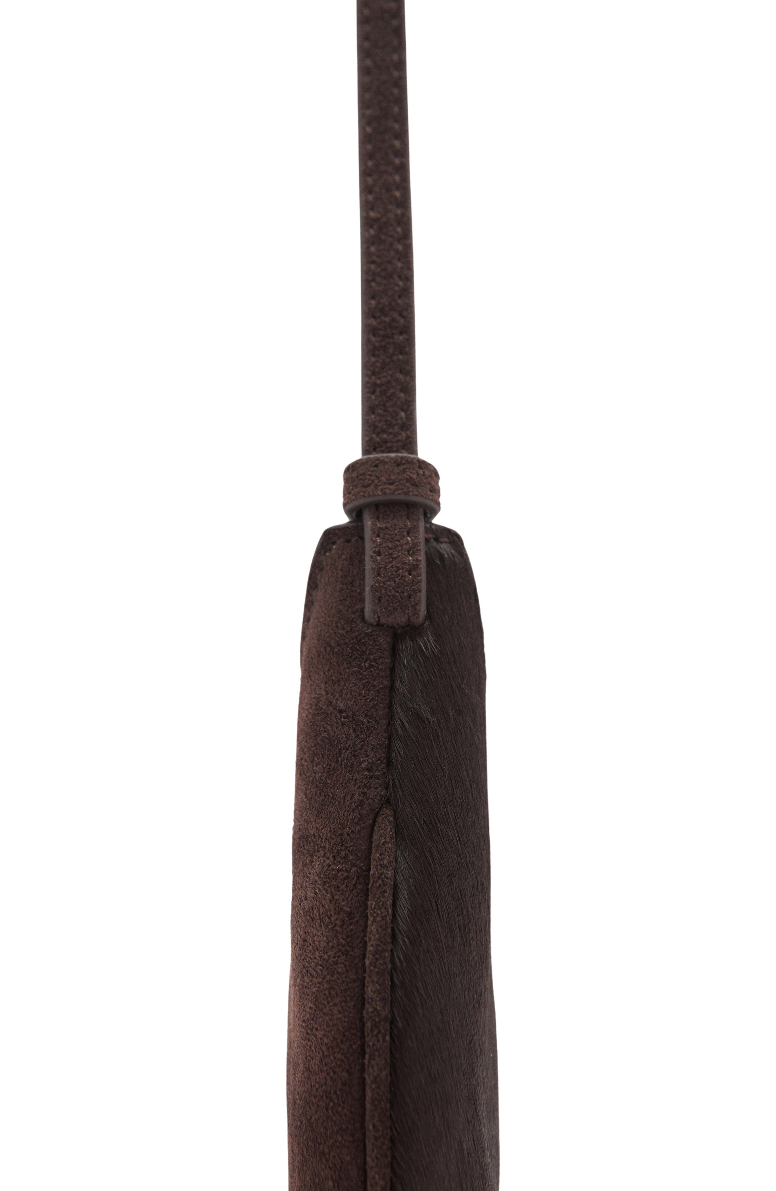 MANGO Leather & Genuine Calf Hair Shoulder Bag, Alternate, color, 