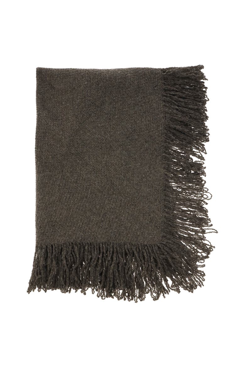 Knitted Triangle Scarf Wrap with Fringe, Alternate, color, HEATHER
