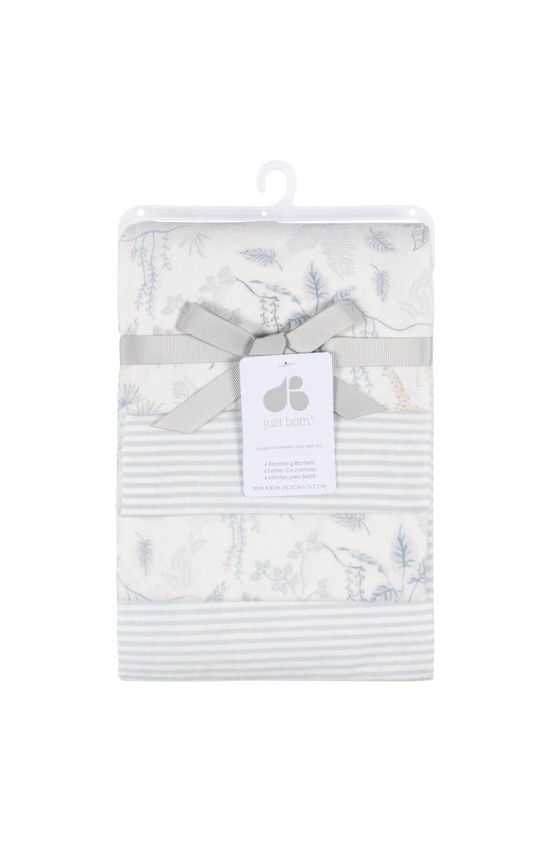 Just Born Blue Cotton Flannel Swaddles 4-Pack, Alternate, color, Giraffe