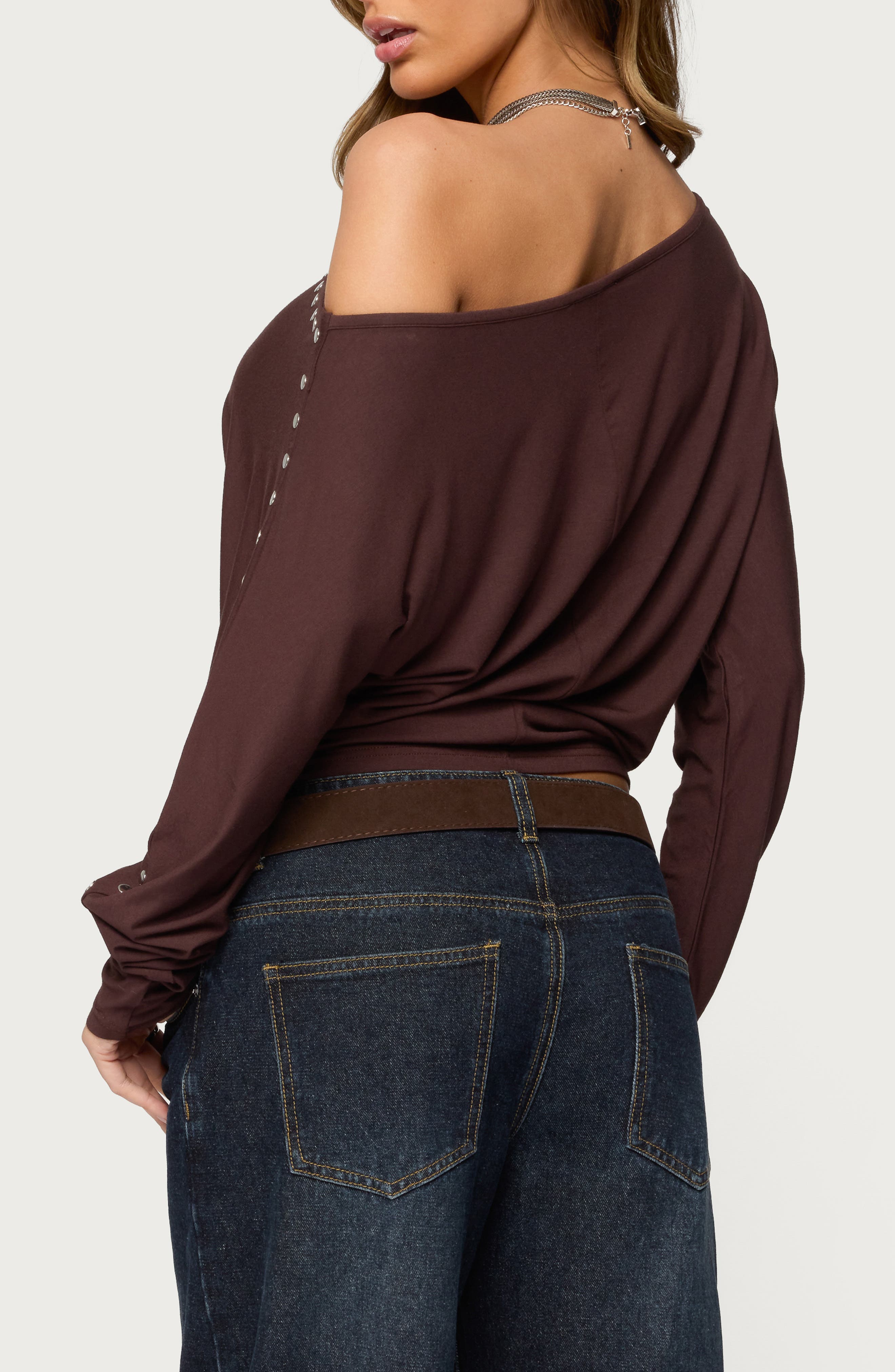 Paola Stud One-Shoulder Top - image 2