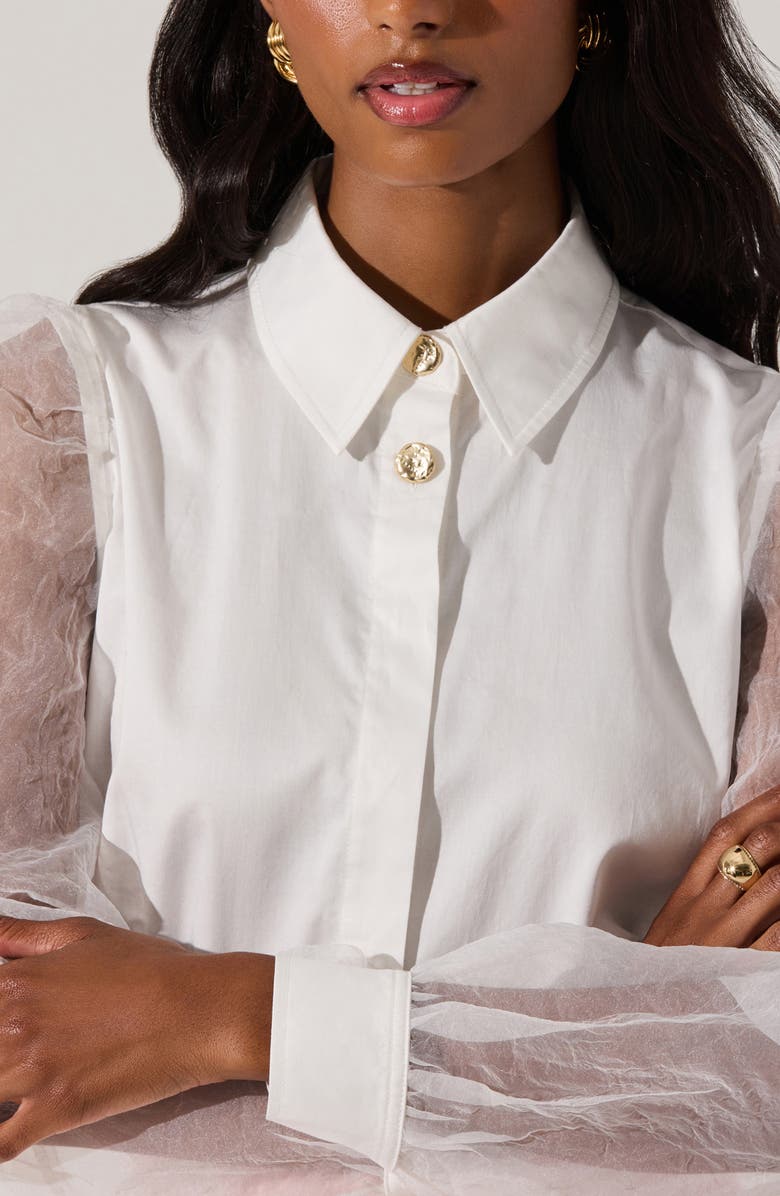 ASTR the Label Sheer Sleeve Shirt, Alternate, color, Off White