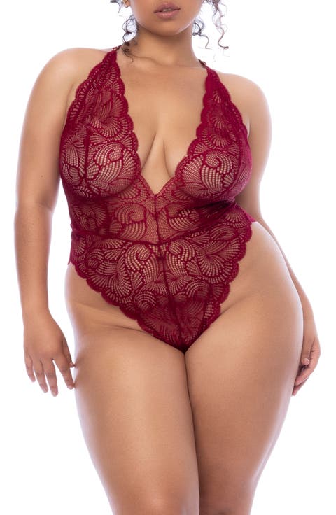 Cutout Lace Bodysuit (Plus)