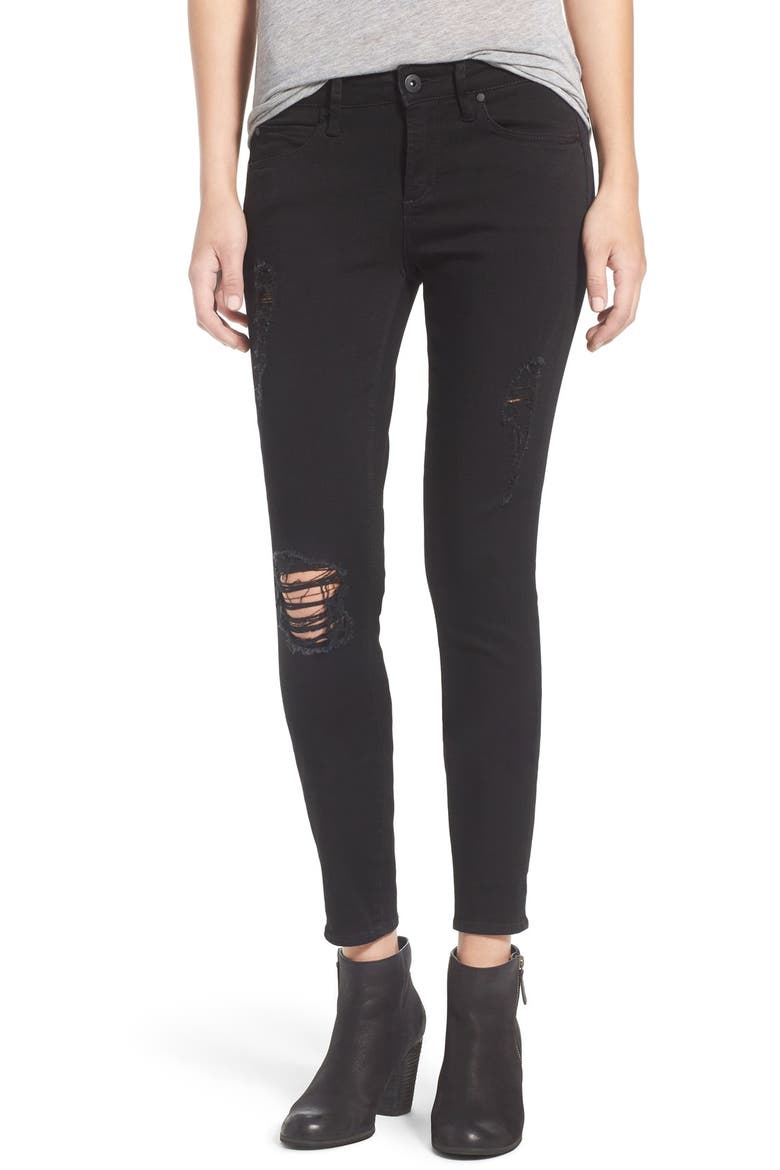 'Sarah' Skinny Jeans, Main, color, BLACK CAST