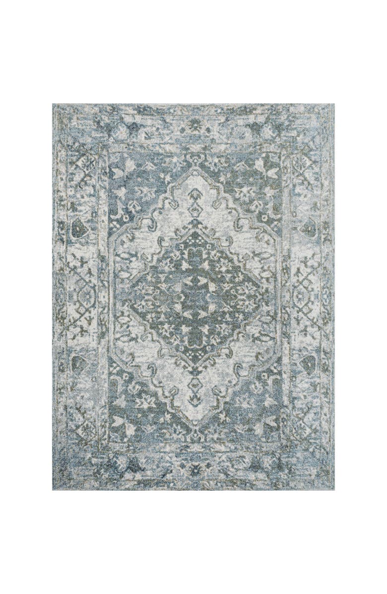 JONATHAN Y Pavel Distressed Medallion Low-Pile Machine-Washable Area Rug, Alternate, color, Light Gray/Blue
