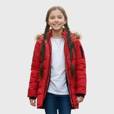 Girls' Long Faux Fur Parka
