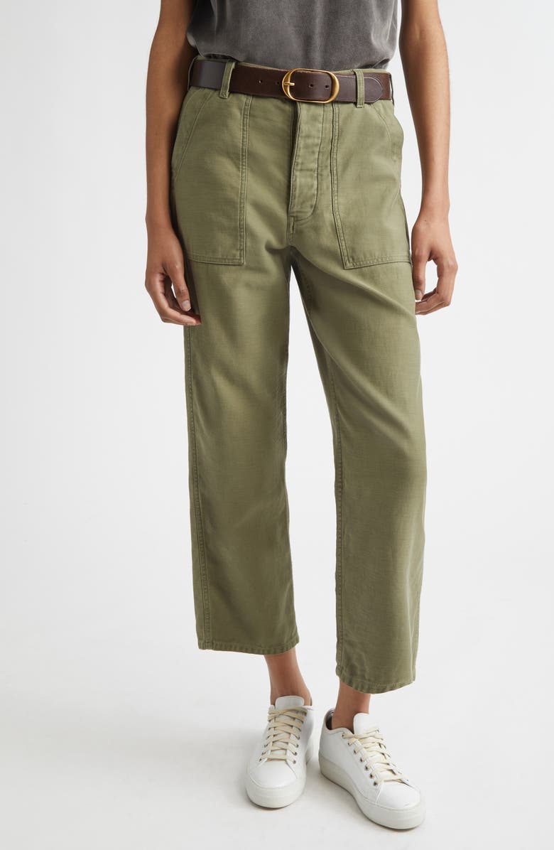 Nili Lotan Earl Ankle Straight Leg Pants, Main, color, Olive Fatigue