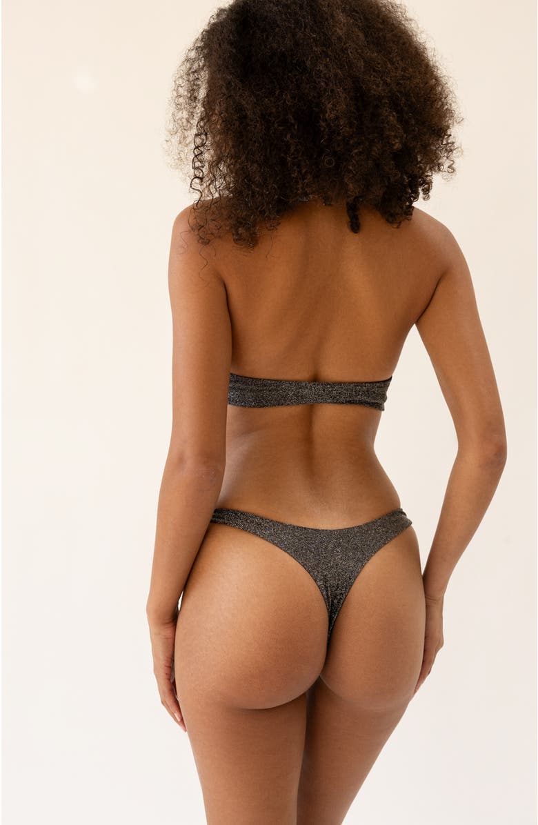 Dippin Daisys Seaport Thong Bikini Bottom, Alternate, color, Sparkle Black