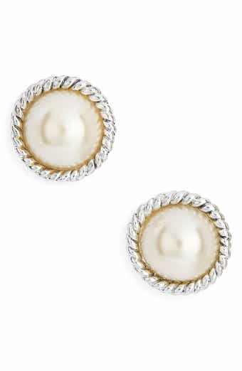 Faux Pearl Button Stud Earrings