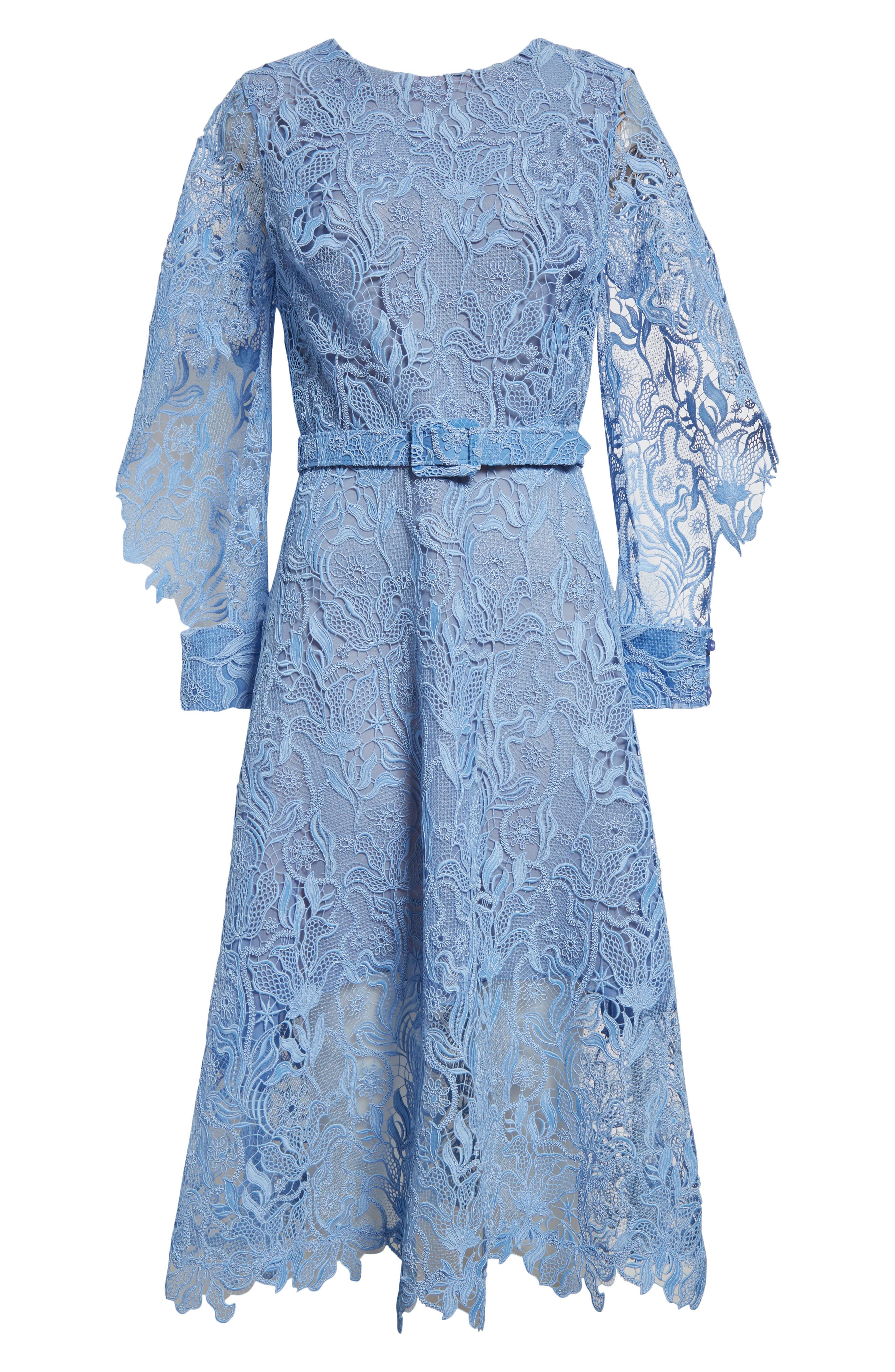 Oscar de la Renta Long Sleeve Bellflower Guipure Lace Dress (Women
