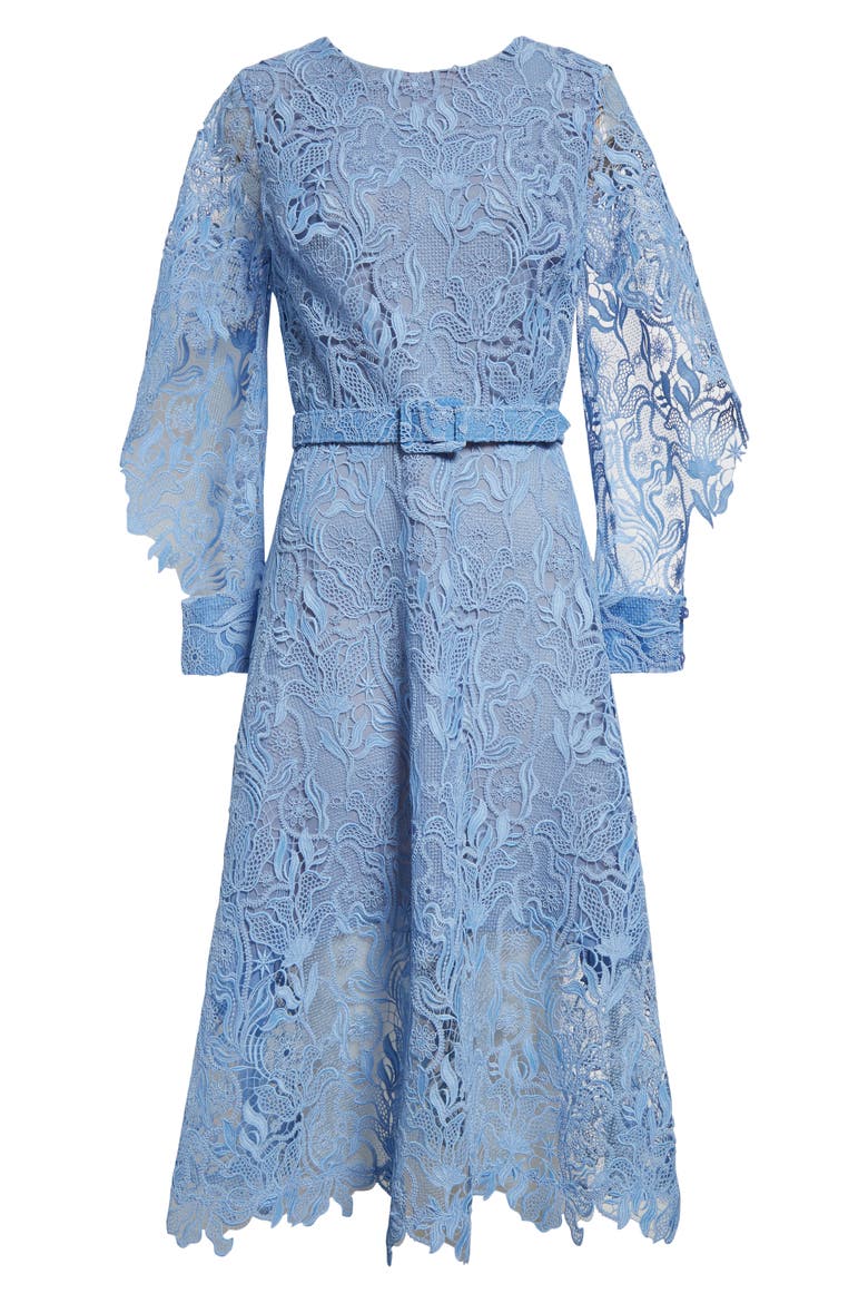 Long Sleeve Bellflower Guipure Lace Dress, Alternate, color, OPAL