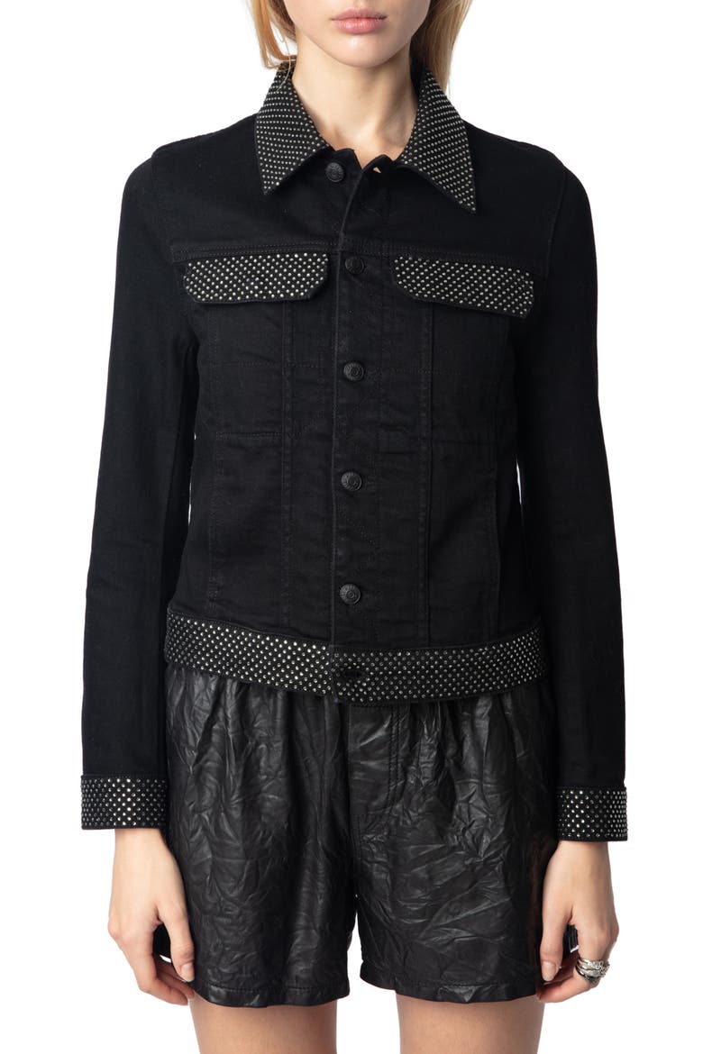 Kioky Denim Jacket, Main, color, BLACK
