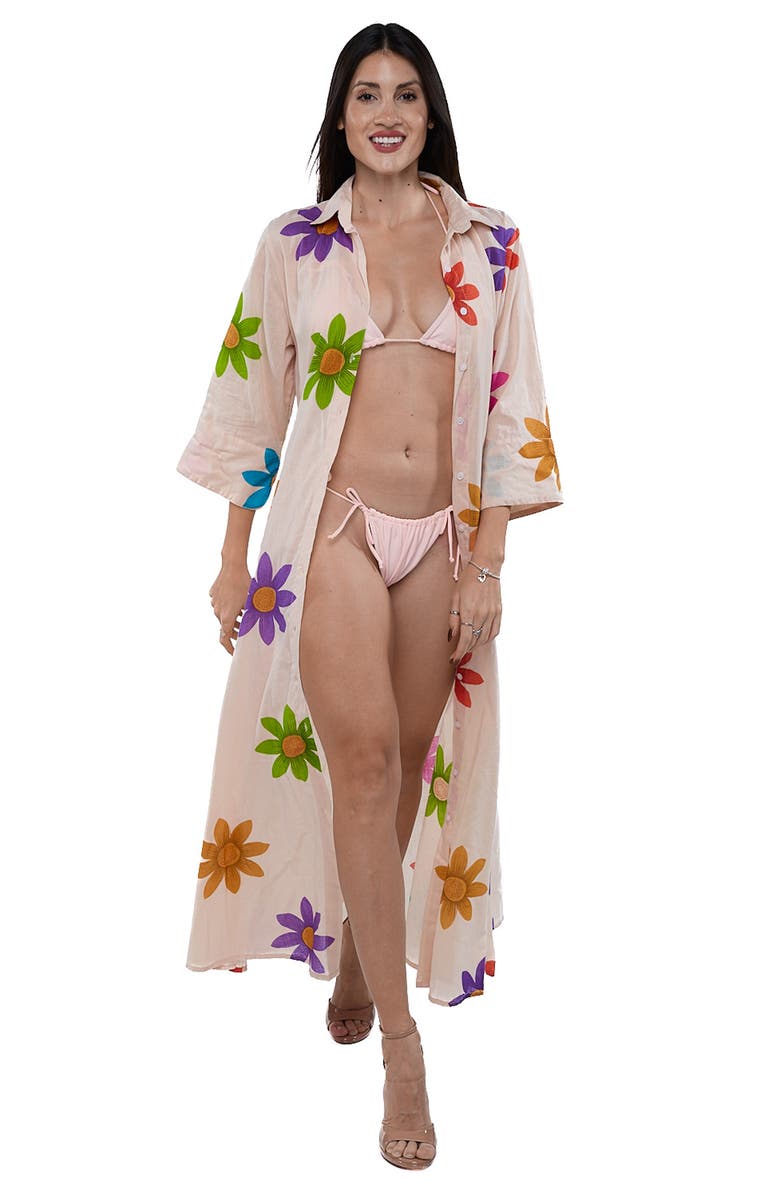 RANEES Cover-Up Maxi Shirtdress, Alternate, color, Beige