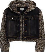Tractr Kids' Leopard Print French Terry Combo Jacket