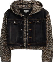 Tractr Kids' Leopard Print French Terry Combo Jacket